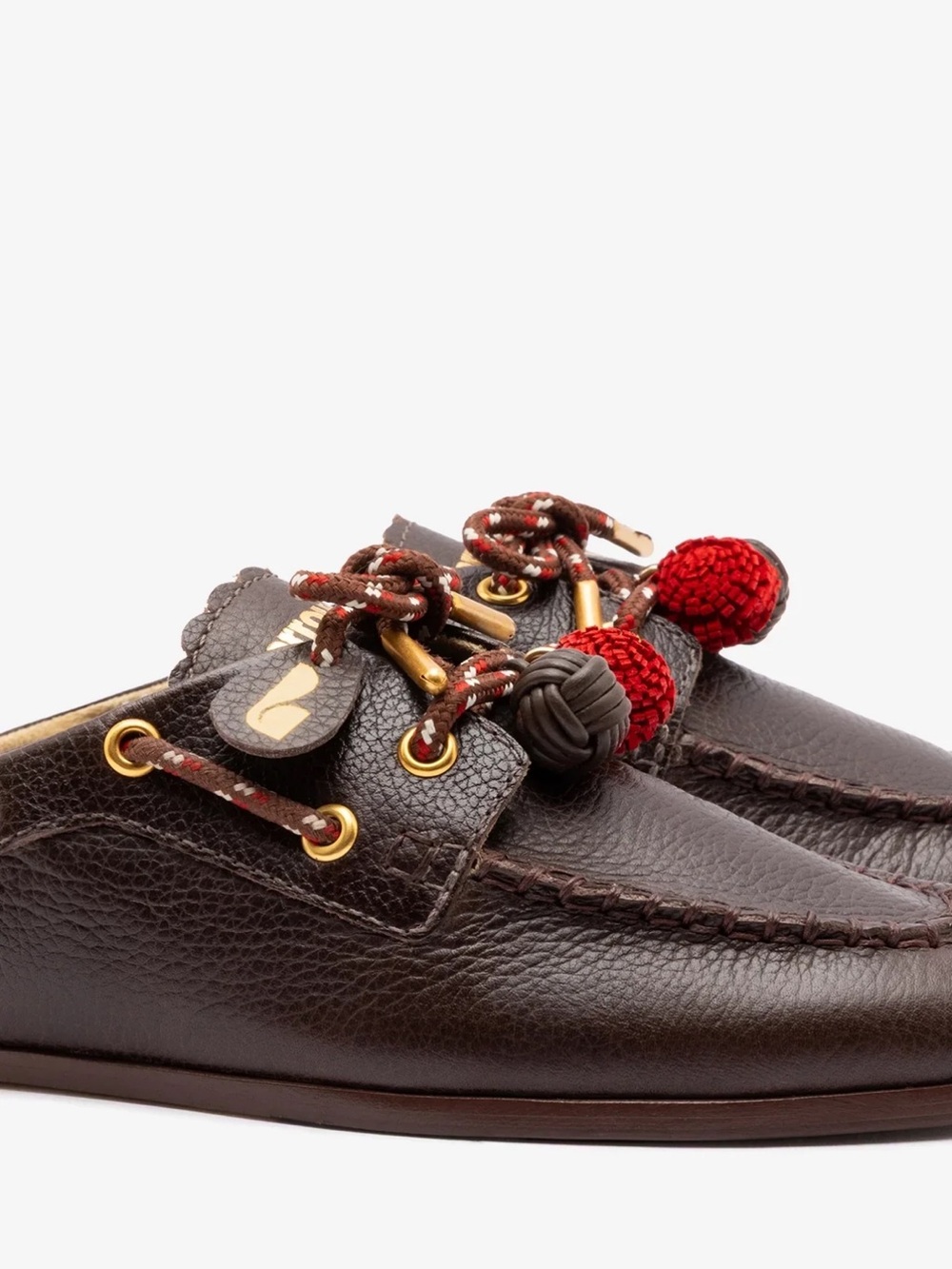 Men's Brown Leather Boat Shoes with Red Accent Tassels